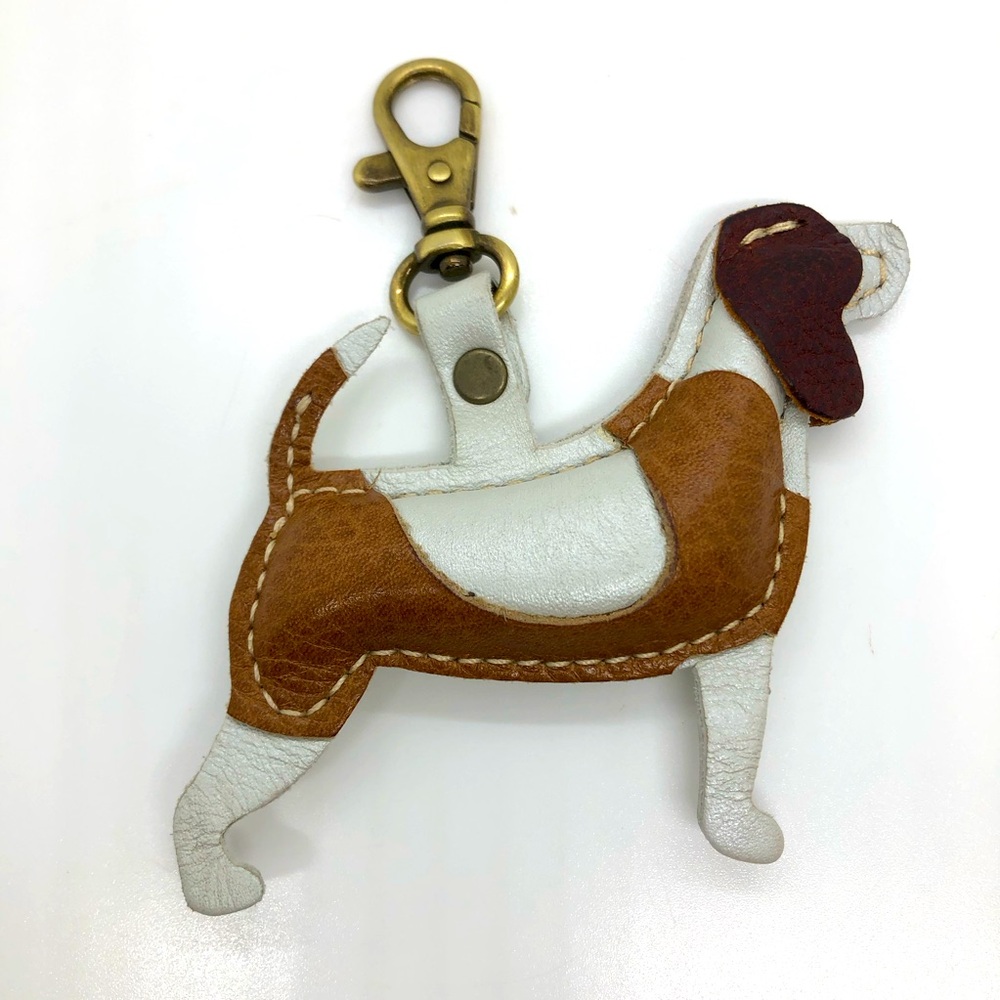 Portland Leather Kira key chain purse charm hound dog beagle dog lover